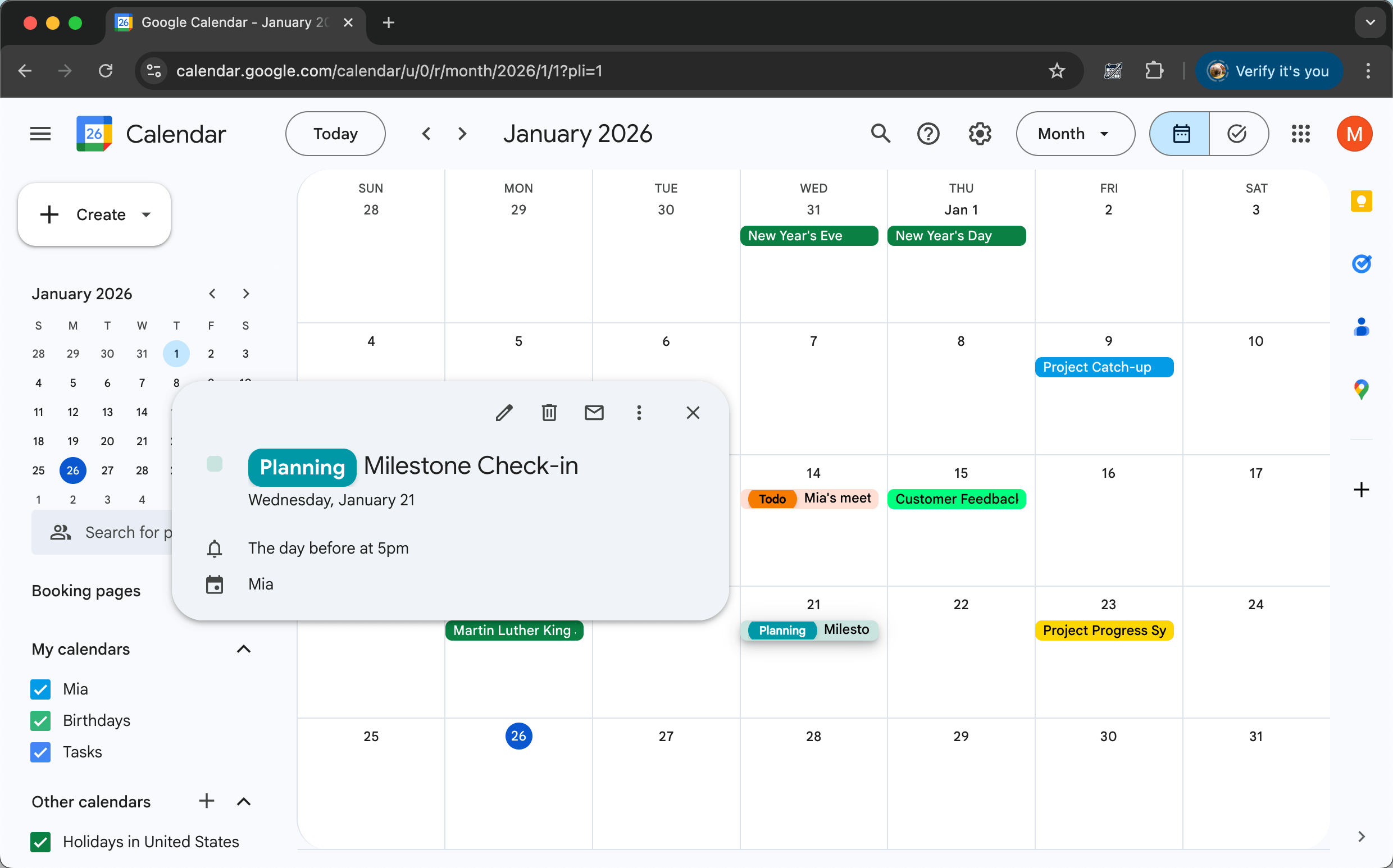 CalendarBoost main interface showing custom color palette