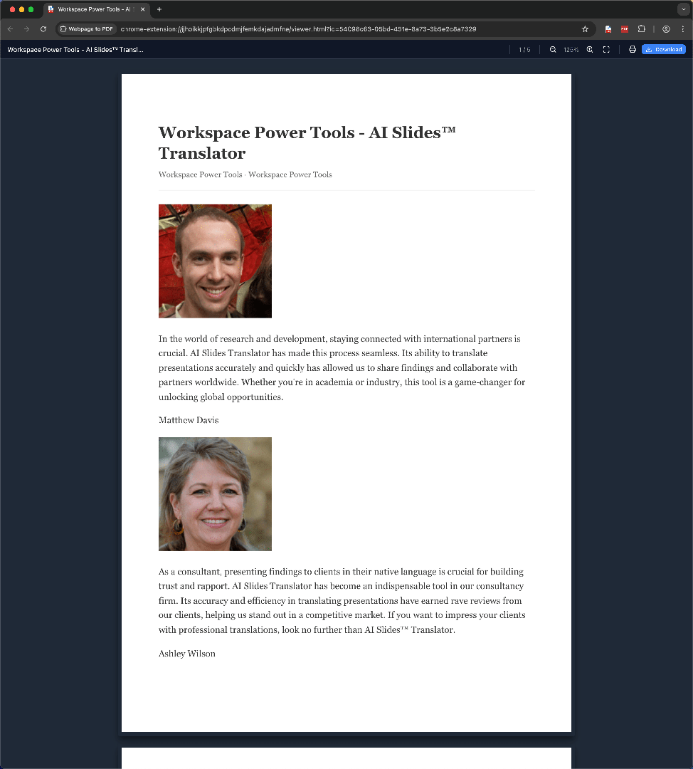 Webpage to PDF Article extraction mode with code highlighting
